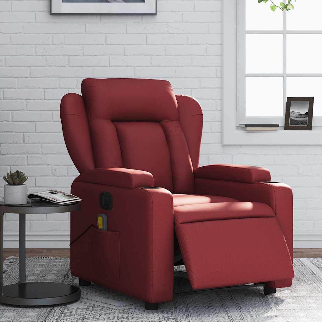 Fauteuil de massage inclinable électrique rouge bordeaux - XIOS