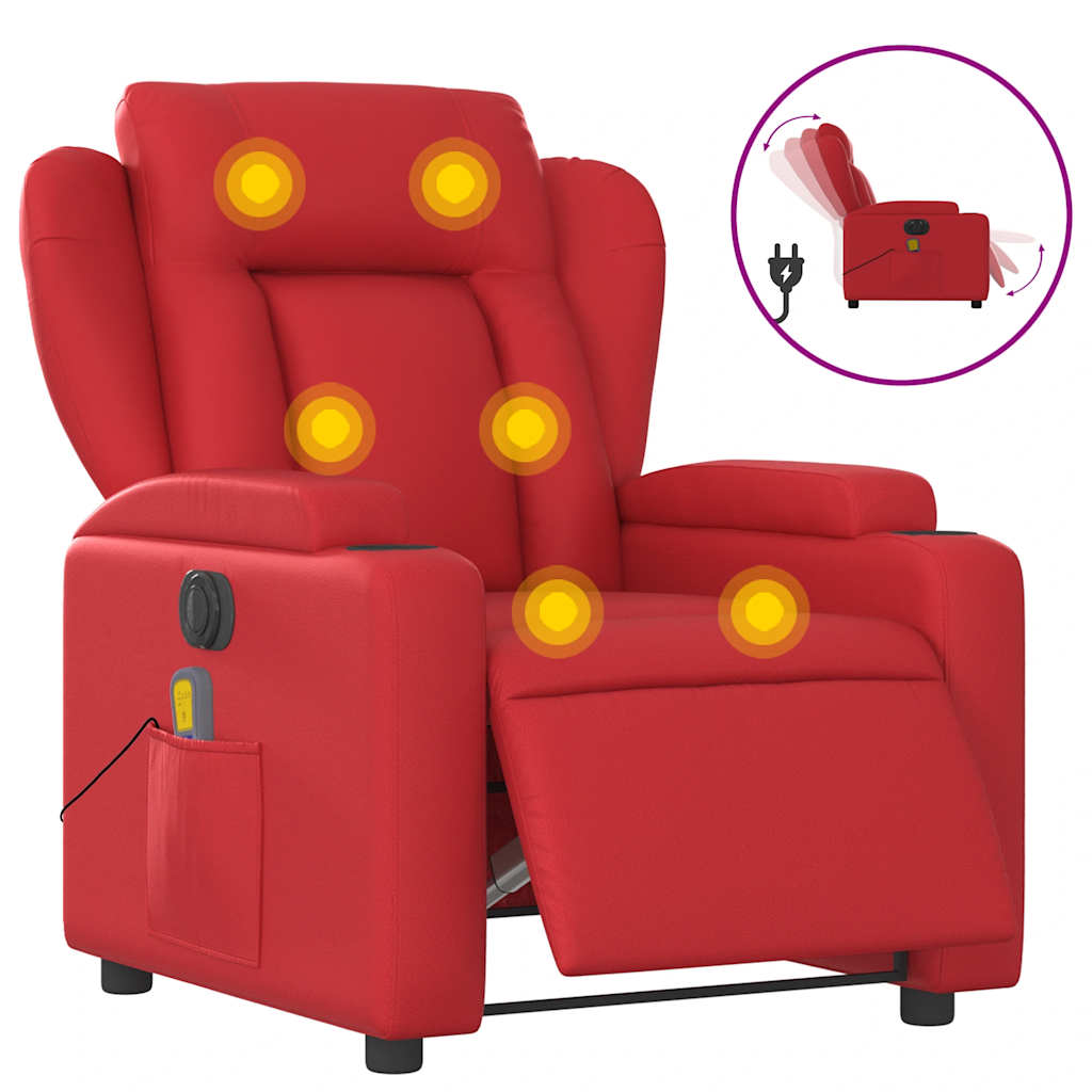 Fauteuil de massage inclinable électrique rouge similicuir - XIOS