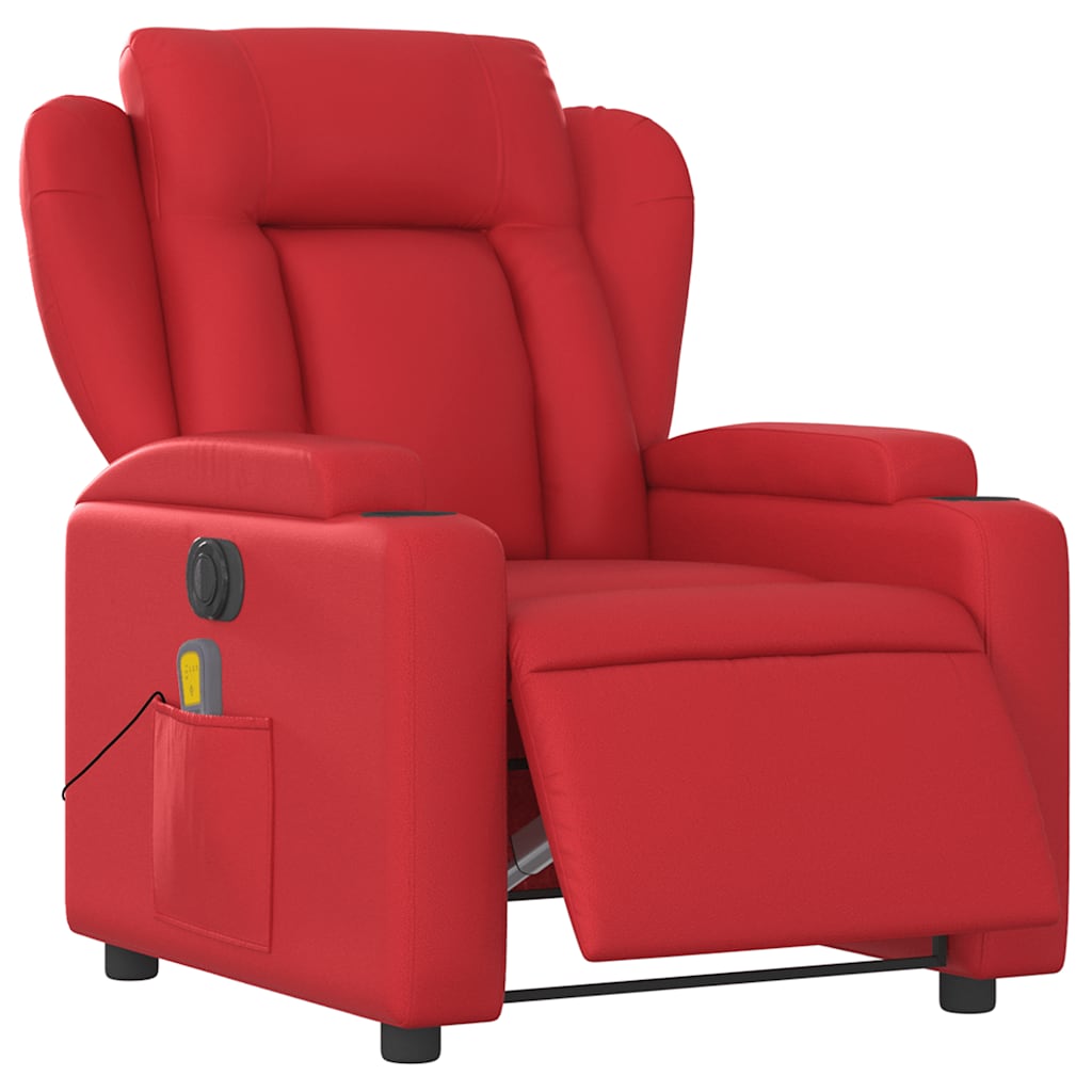 Fauteuil de massage inclinable électrique rouge similicuir - XIOS