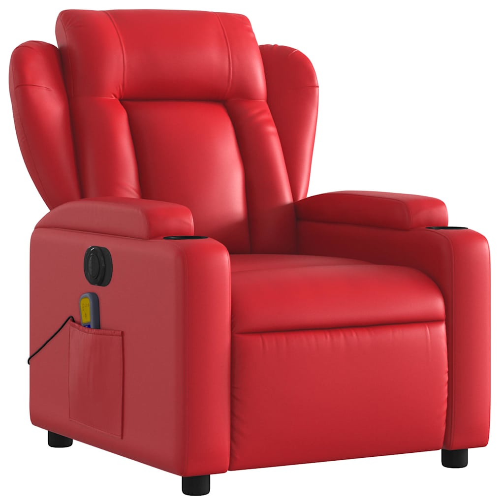 Fauteuil de massage inclinable électrique rouge similicuir - XIOS