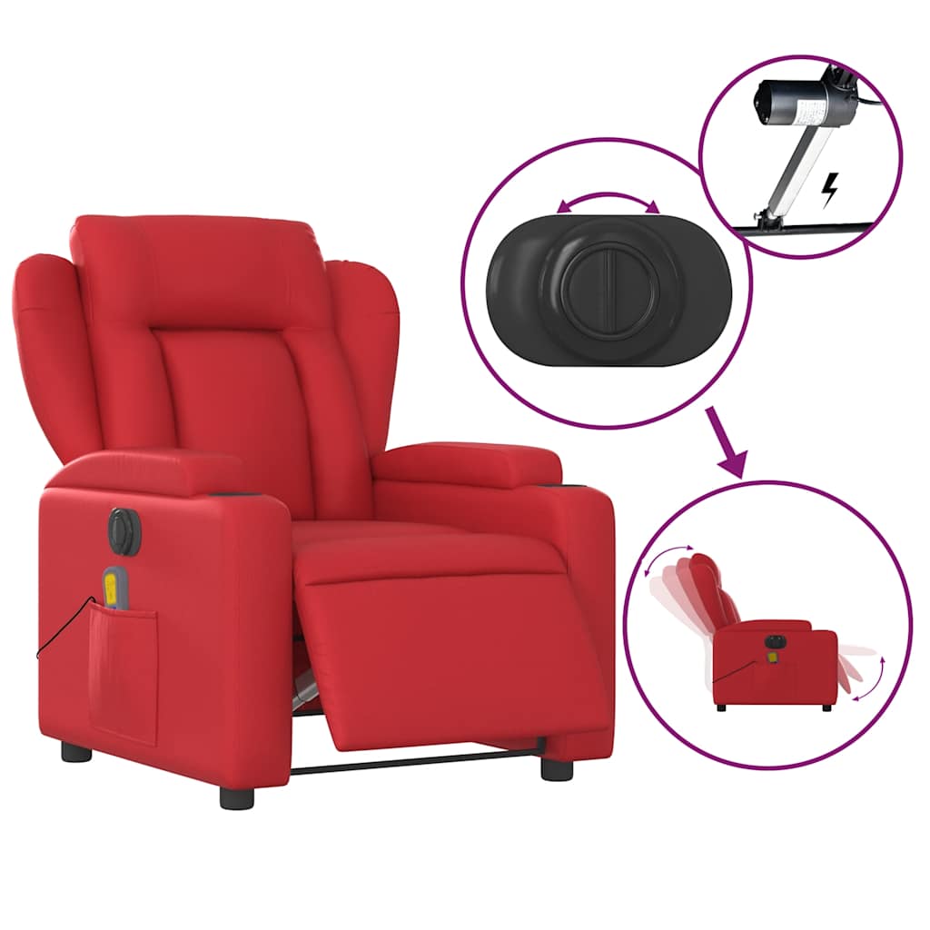 Fauteuil de massage inclinable électrique rouge similicuir - XIOS