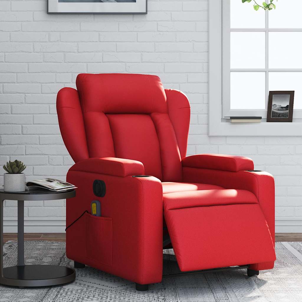 Fauteuil de massage inclinable électrique rouge similicuir - XIOS