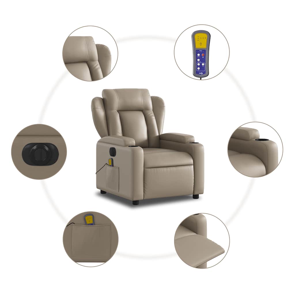Fauteuil de massage inclinable électrique cappuccino similicuir - XIOS