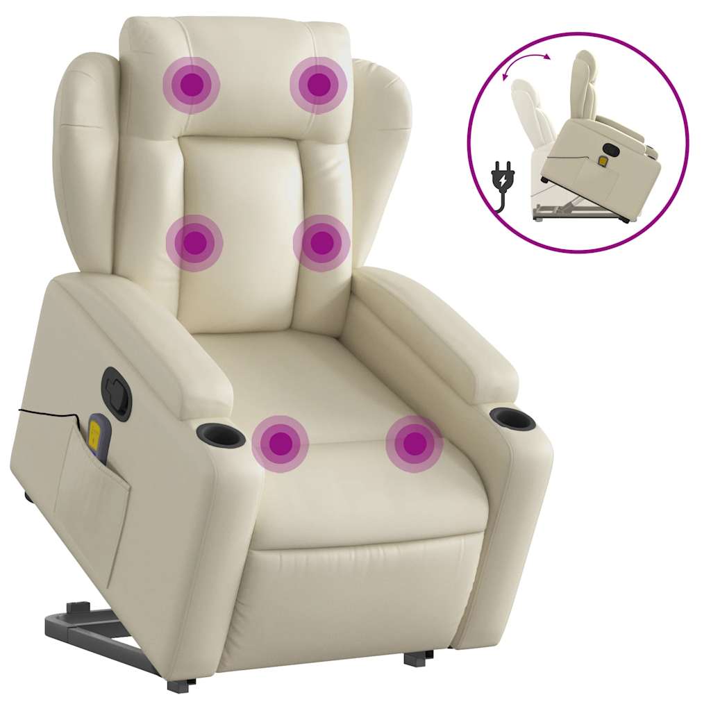 Fauteuil inclinable de massage Crème Similicuir - XIOS