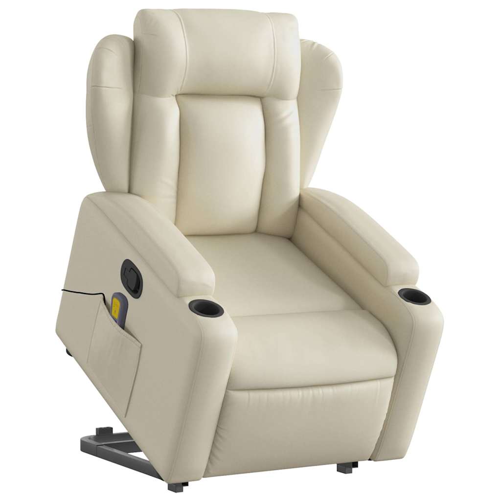 Fauteuil inclinable de massage Crème Similicuir