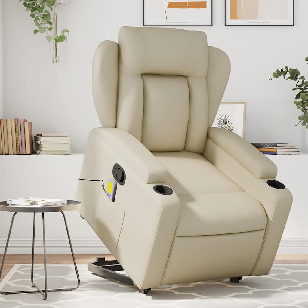 Fauteuil inclinable de massage Crème Similicuir - XIOS