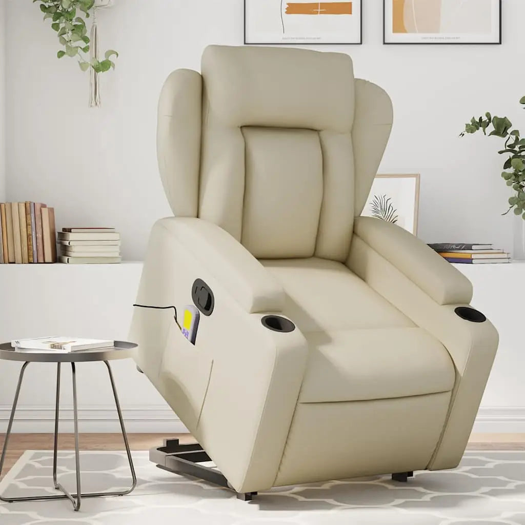 Fauteuil inclinable de massage Crème Similicuir - XIOS