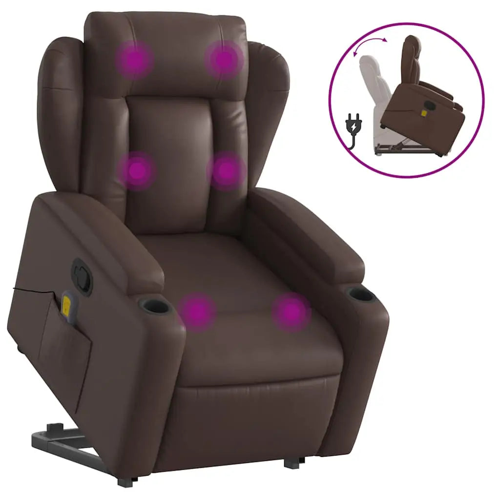 Fauteuil inclinable de massage Marron Similicuir - XIOS