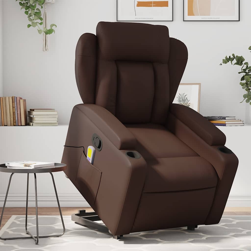 Fauteuil inclinable de massage Marron Similicuir - XIOS