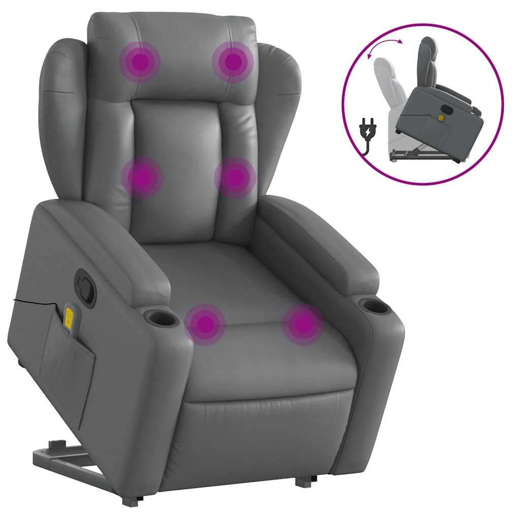 Fauteuil inclinable de massage Gris Similicuir - XIOS