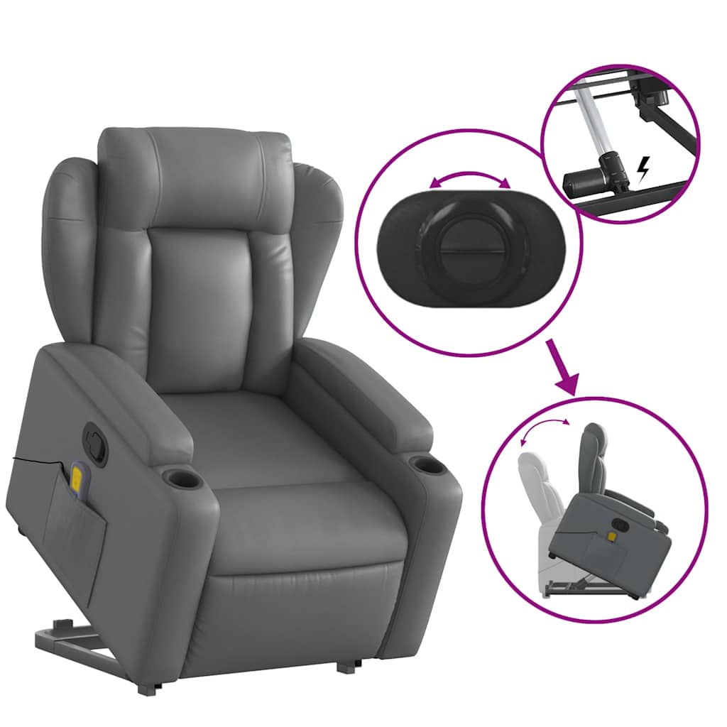 Fauteuil inclinable de massage Gris Similicuir - XIOS