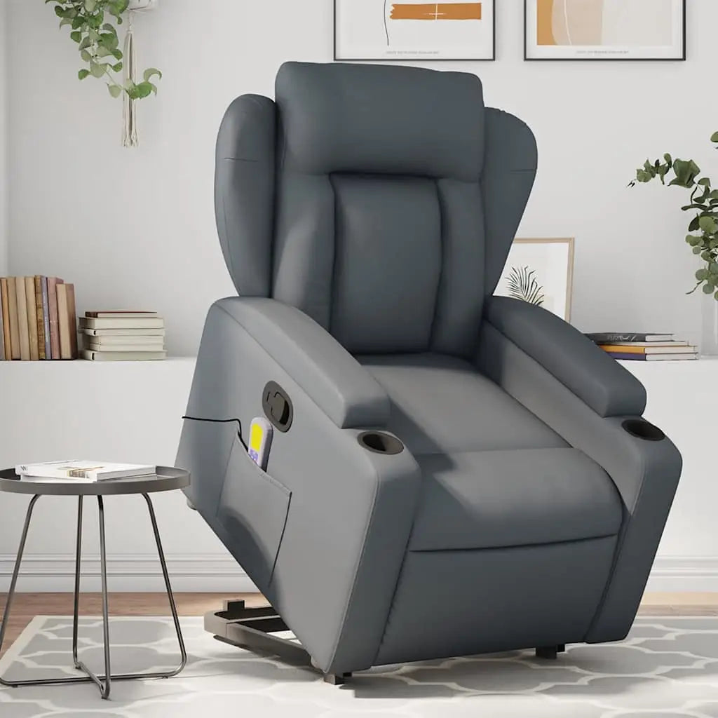 Fauteuil inclinable de massage Gris Similicuir - XIOS