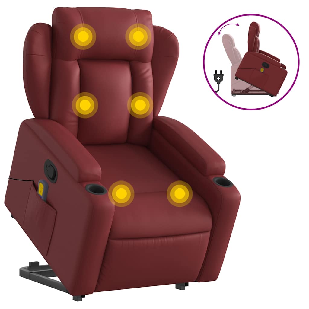 Fauteuil inclinable de massage Rouge bordeaux Similicuir - XIOS