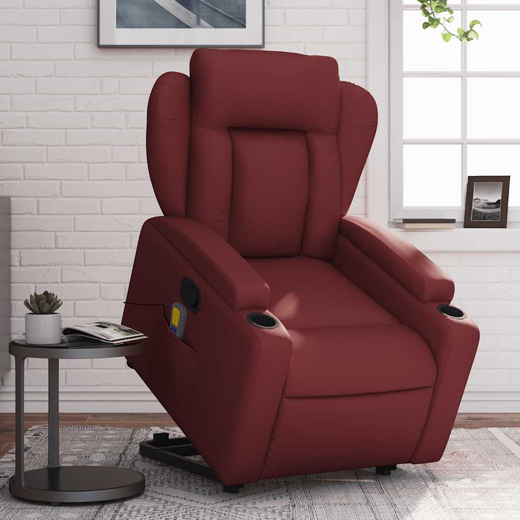 Fauteuil inclinable de massage Rouge bordeaux Similicuir - XIOS