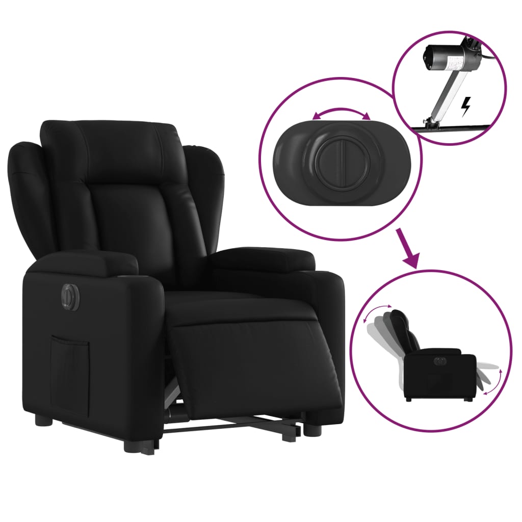 Fauteuil inclinable électrique noir similicuir - XIOS