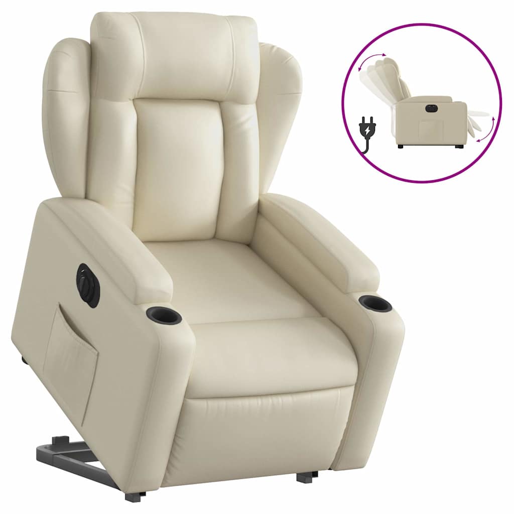 Fauteuil inclinable électrique crème similicuir - XIOS