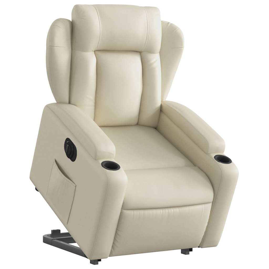 Fauteuil inclinable électrique crème similicuir