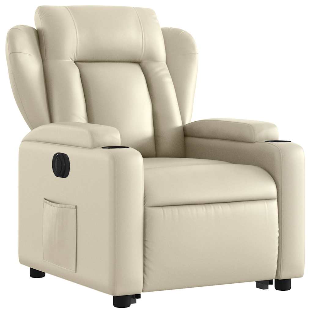 Fauteuil inclinable électrique crème similicuir