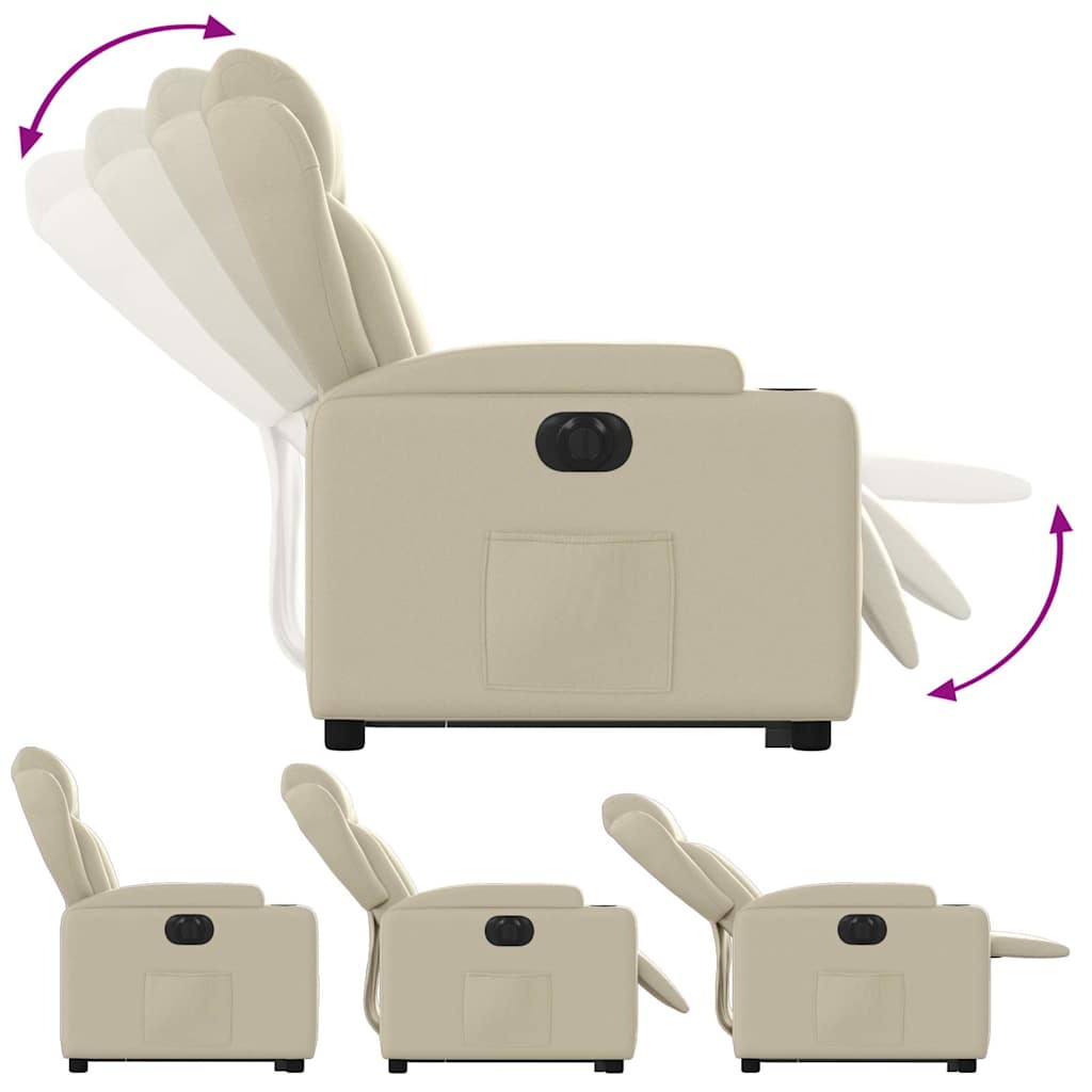 Fauteuil inclinable électrique crème similicuir