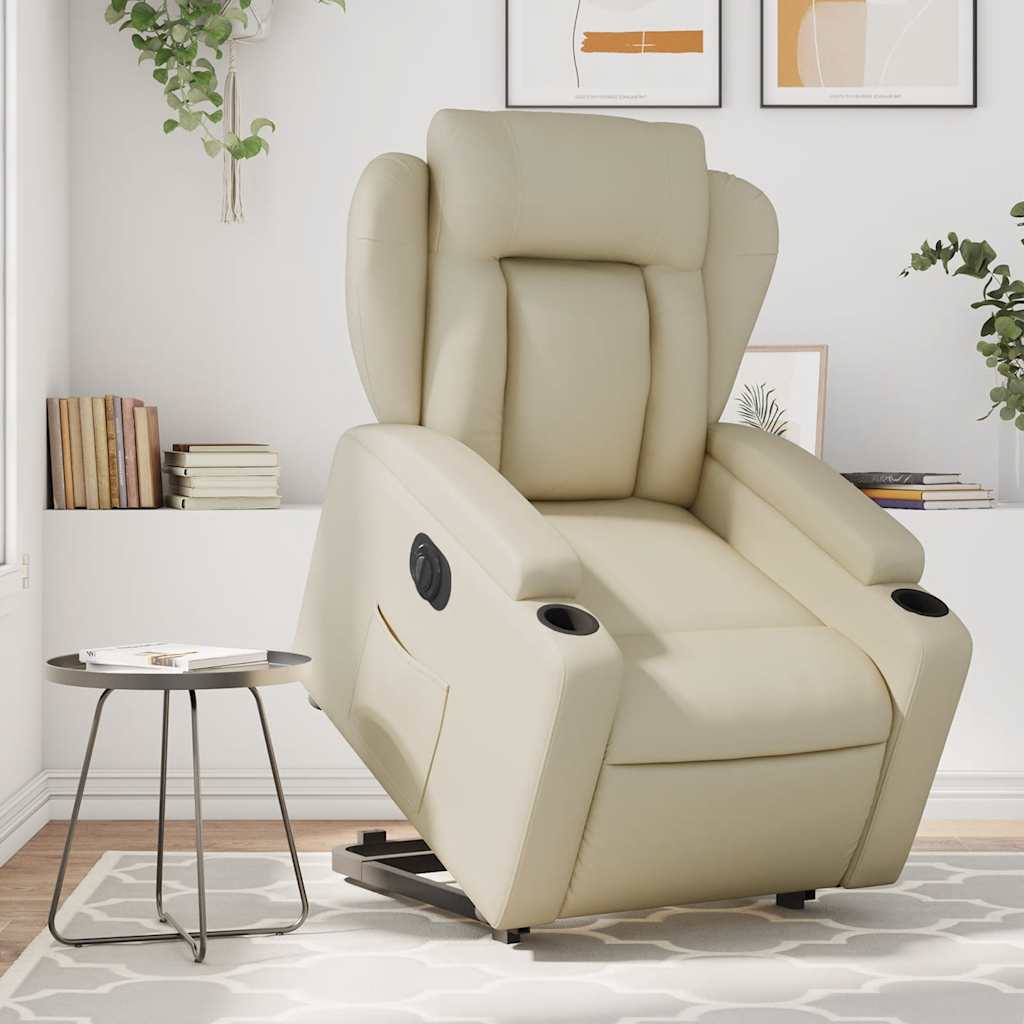 Fauteuil inclinable électrique crème similicuir - XIOS