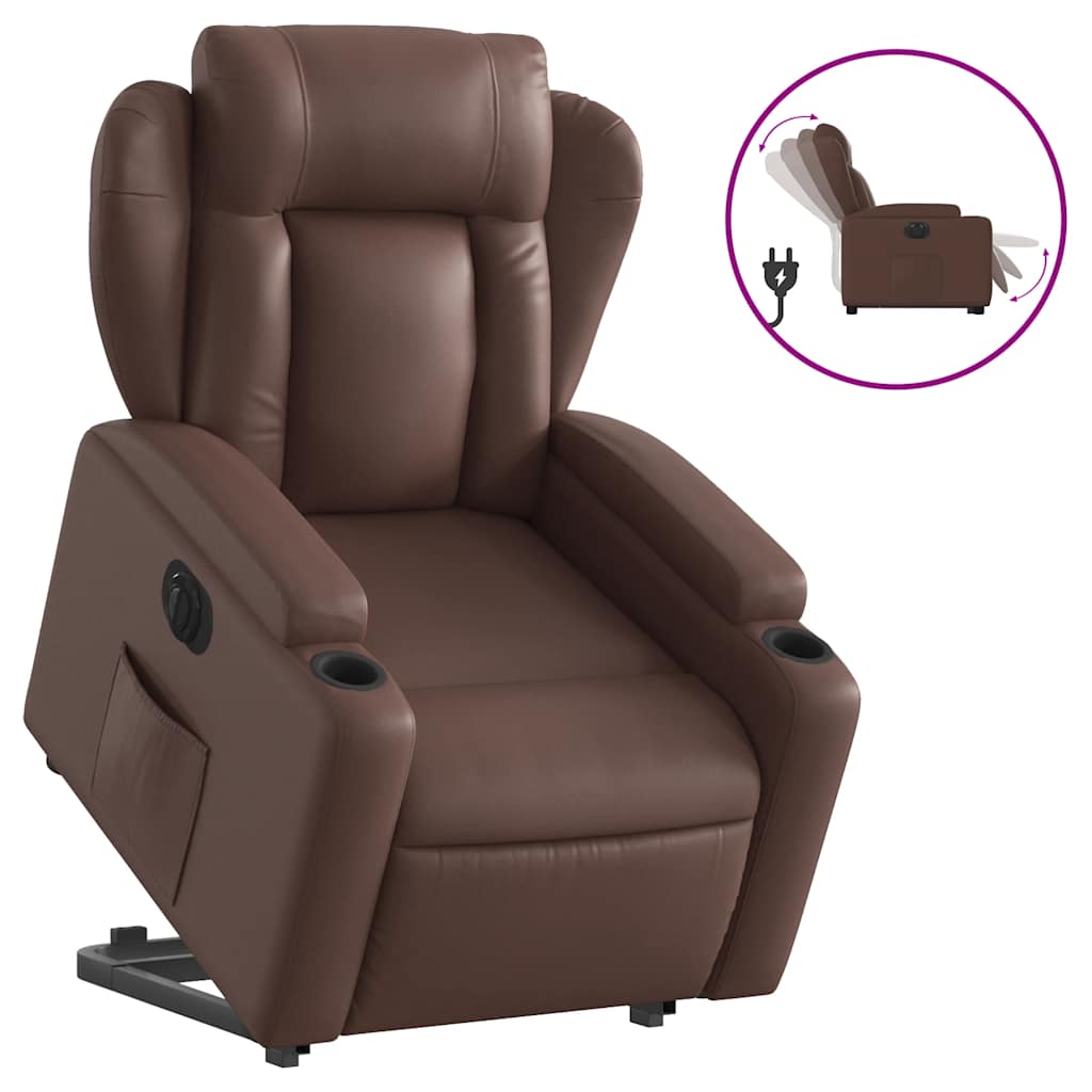 Fauteuil inclinable électrique marron similicuir - XIOS