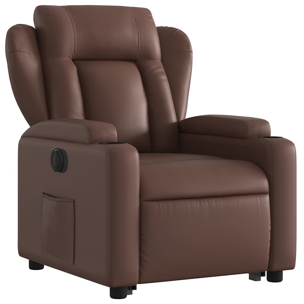 Fauteuil inclinable électrique marron similicuir