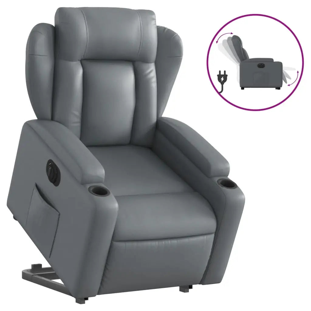 Fauteuil inclinable électrique gris similicuir - XIOS