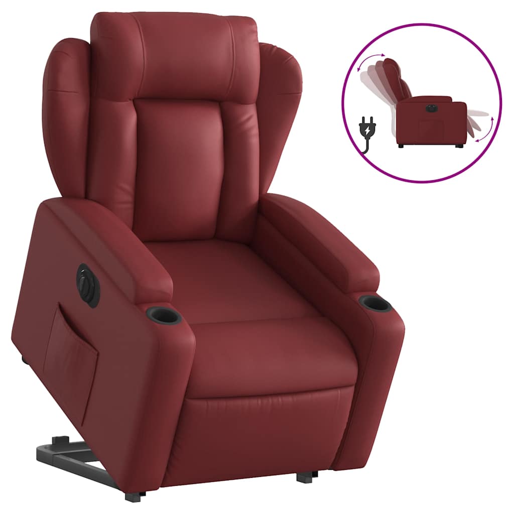 Fauteuil inclinable électrique rouge bordeaux similicuir - XIOS