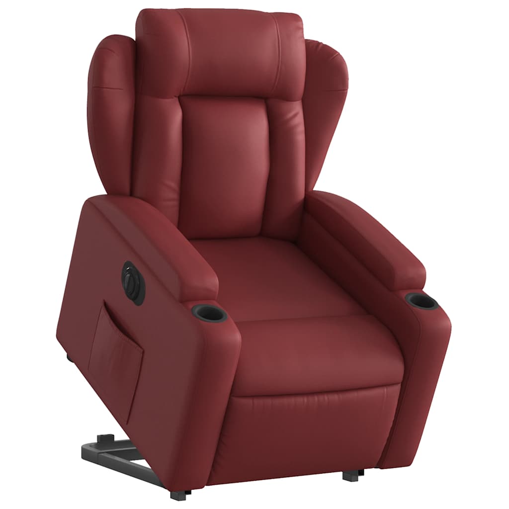 Fauteuil inclinable électrique rouge bordeaux similicuir - XIOS