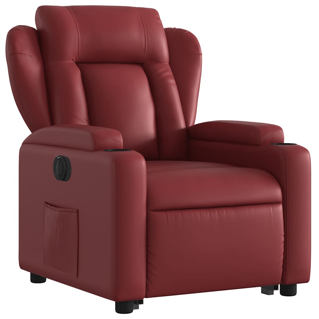 Fauteuil inclinable électrique rouge bordeaux similicuir - XIOS