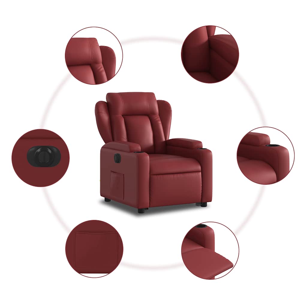 Fauteuil inclinable électrique rouge bordeaux similicuir - XIOS