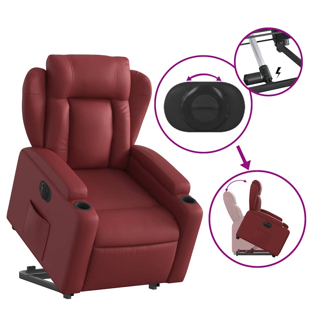 Fauteuil inclinable électrique rouge bordeaux similicuir - XIOS