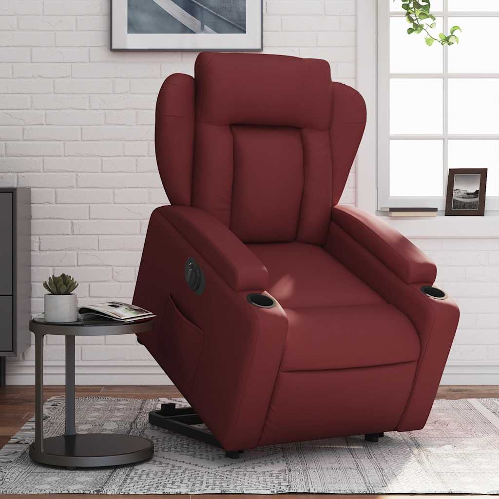 Fauteuil inclinable électrique rouge bordeaux similicuir - XIOS