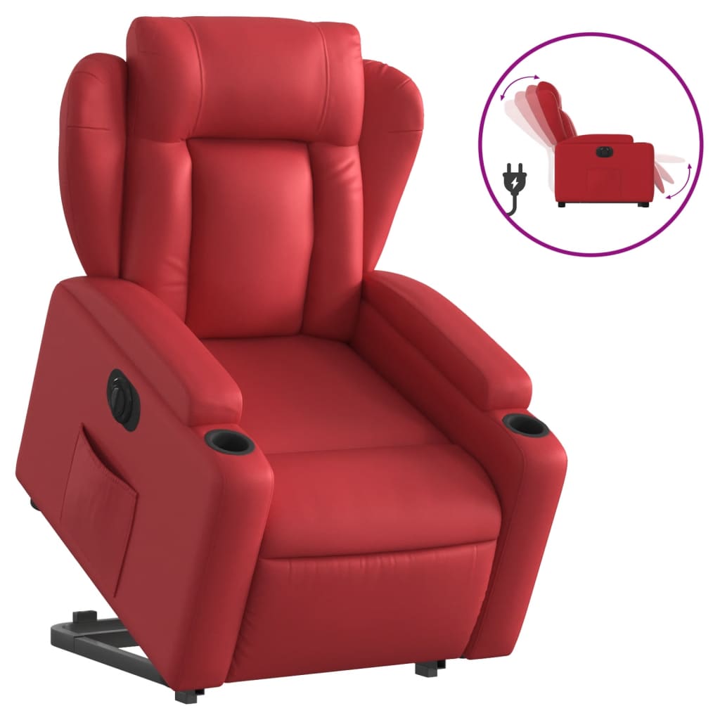 Fauteuil inclinable électrique rouge similicuir - XIOS