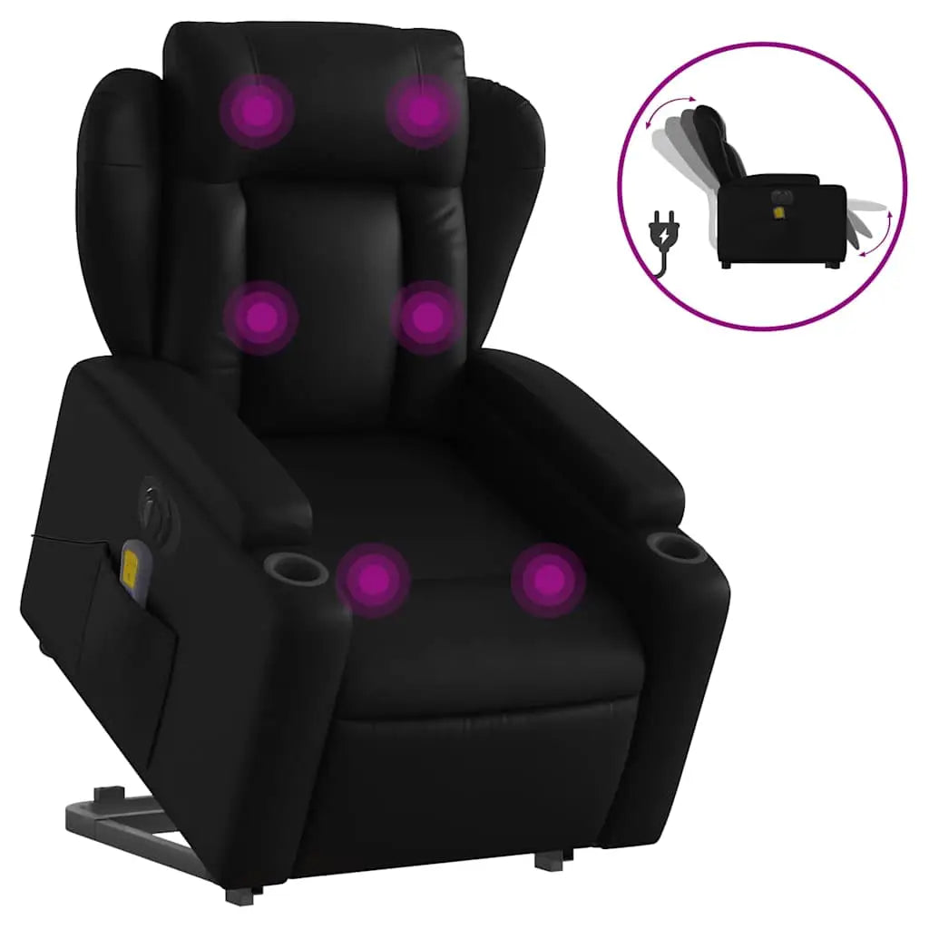 Fauteuil inclinable de massage électrique noir similicuir - XIOS