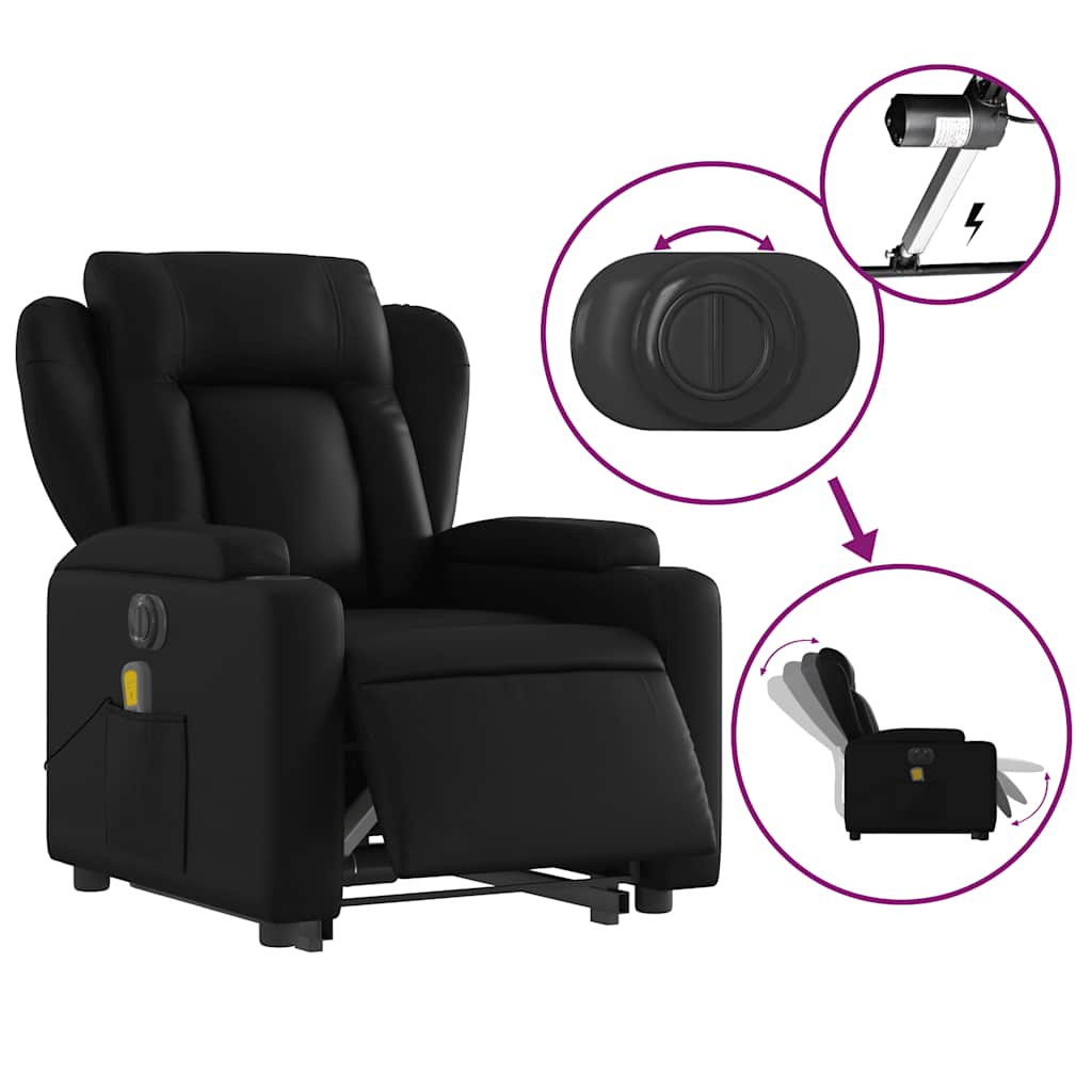 Fauteuil inclinable de massage électrique noir similicuir - XIOS