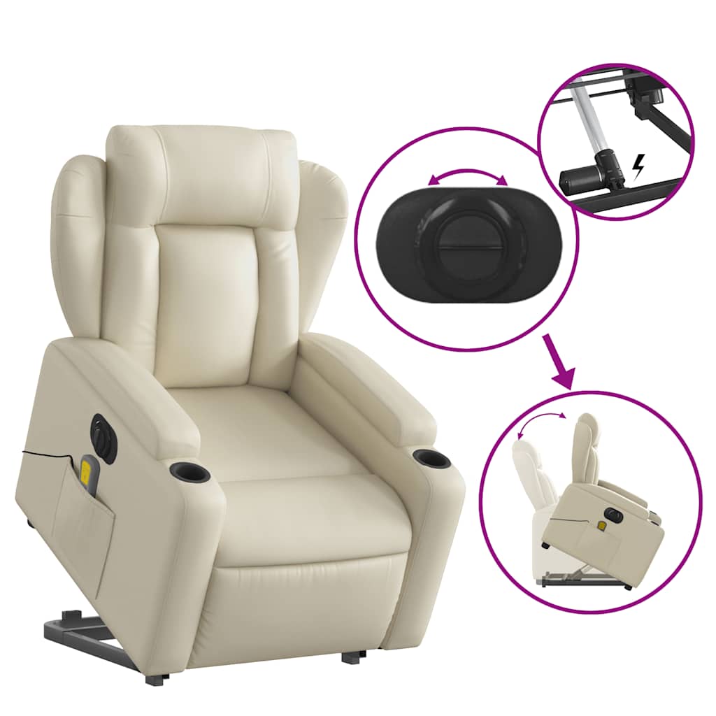 Fauteuil inclinable de massage électrique crème similicuir - XIOS