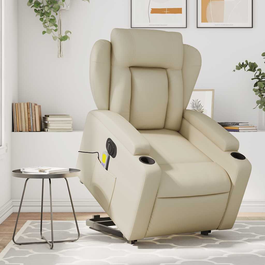 Fauteuil inclinable de massage électrique crème similicuir - XIOS