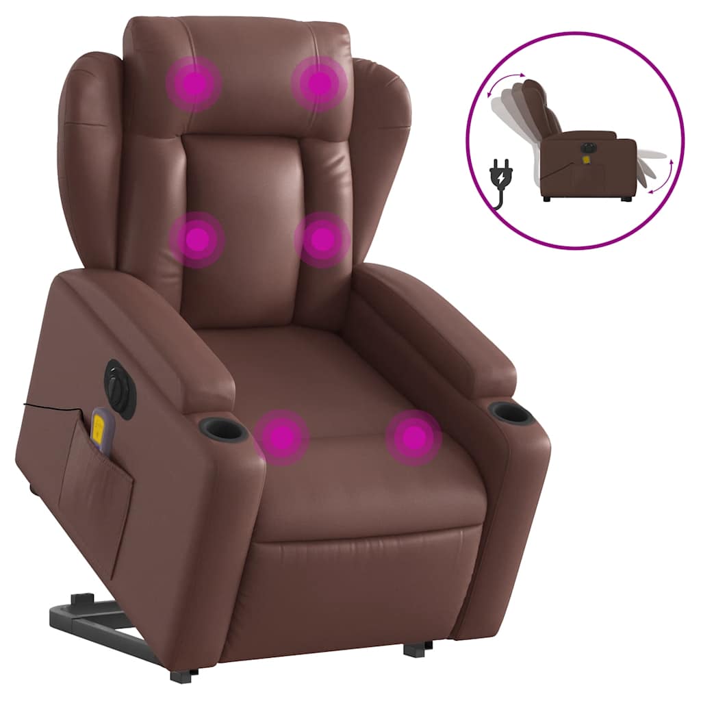 Fauteuil inclinable de massage électrique marron similicuir - XIOS