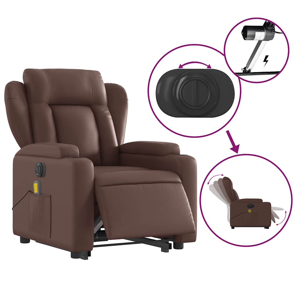 Fauteuil inclinable de massage électrique marron similicuir