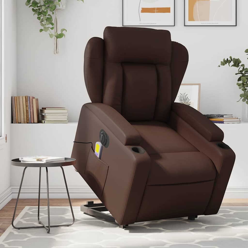 Fauteuil inclinable de massage électrique marron similicuir - XIOS