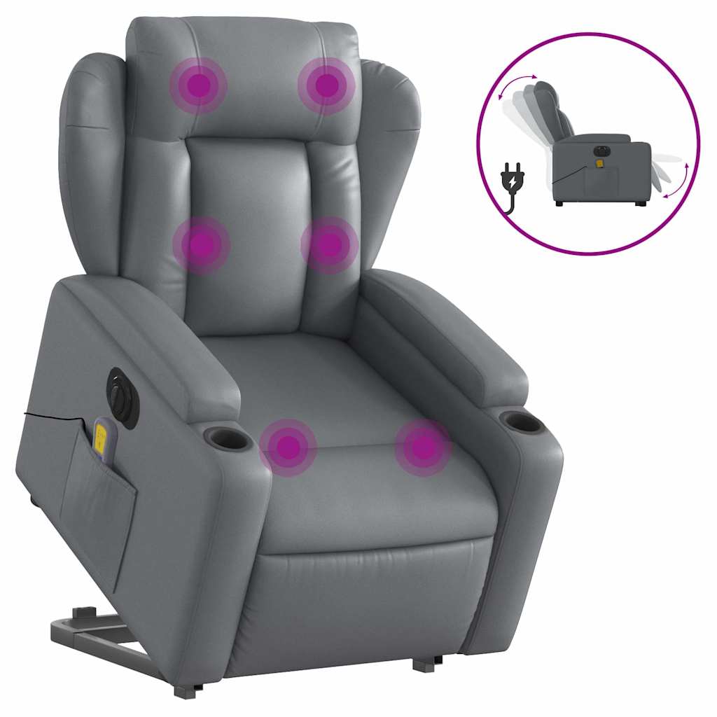 Fauteuil inclinable de massage électrique gris similicuir - XIOS