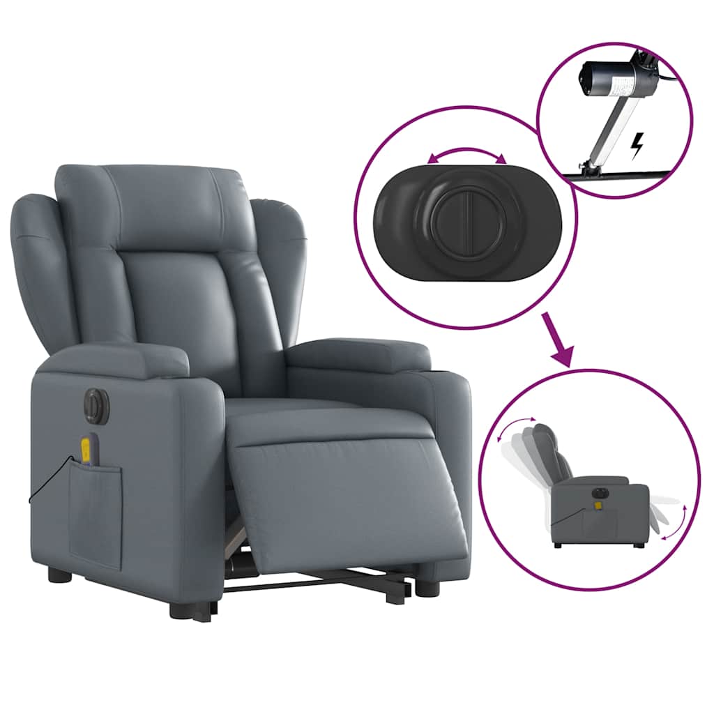 Fauteuil inclinable de massage électrique gris similicuir - XIOS