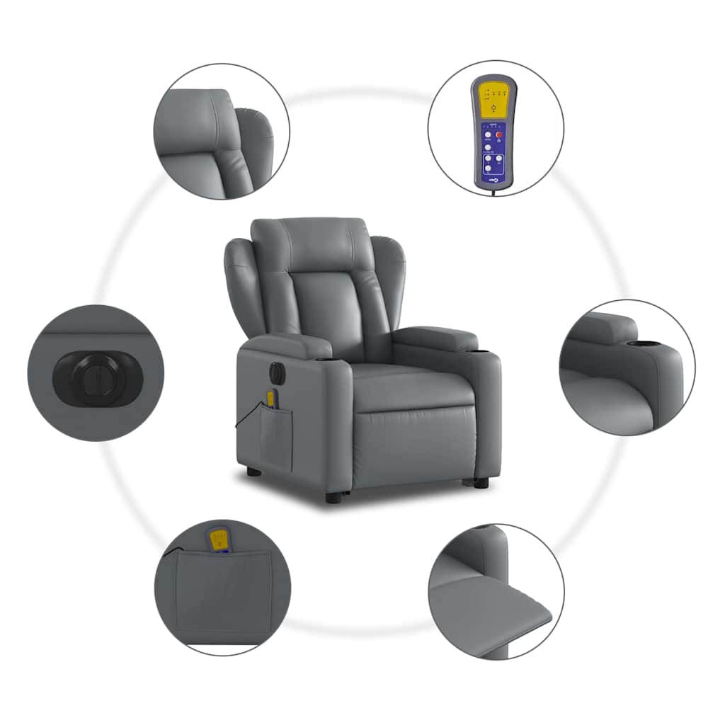 Fauteuil inclinable de massage électrique gris similicuir - XIOS