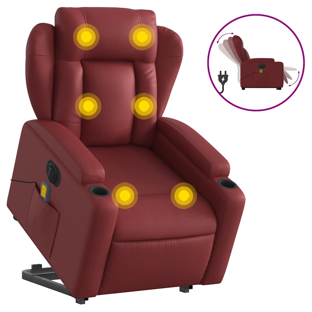 Fauteuil inclinable de massage électrique rouge bordeaux - XIOS