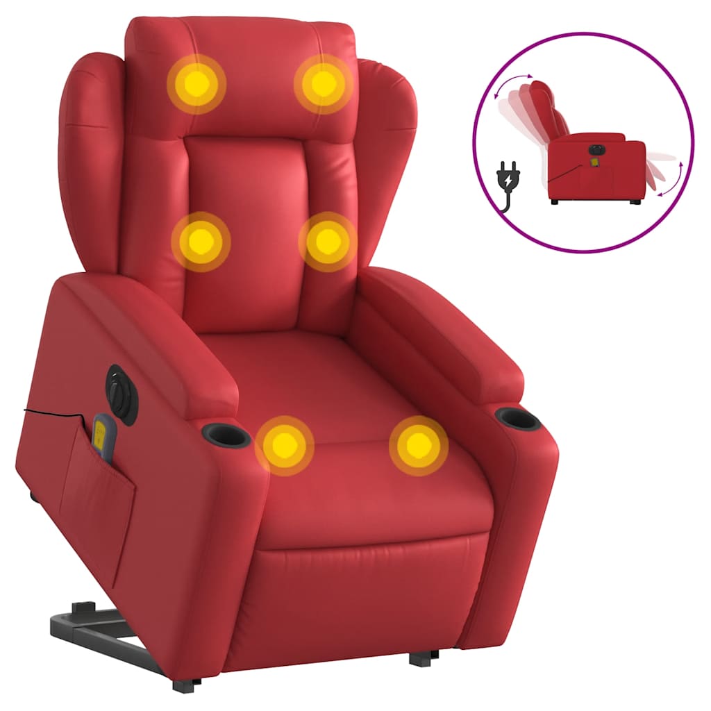Fauteuil inclinable de massage électrique rouge similicuir - XIOS