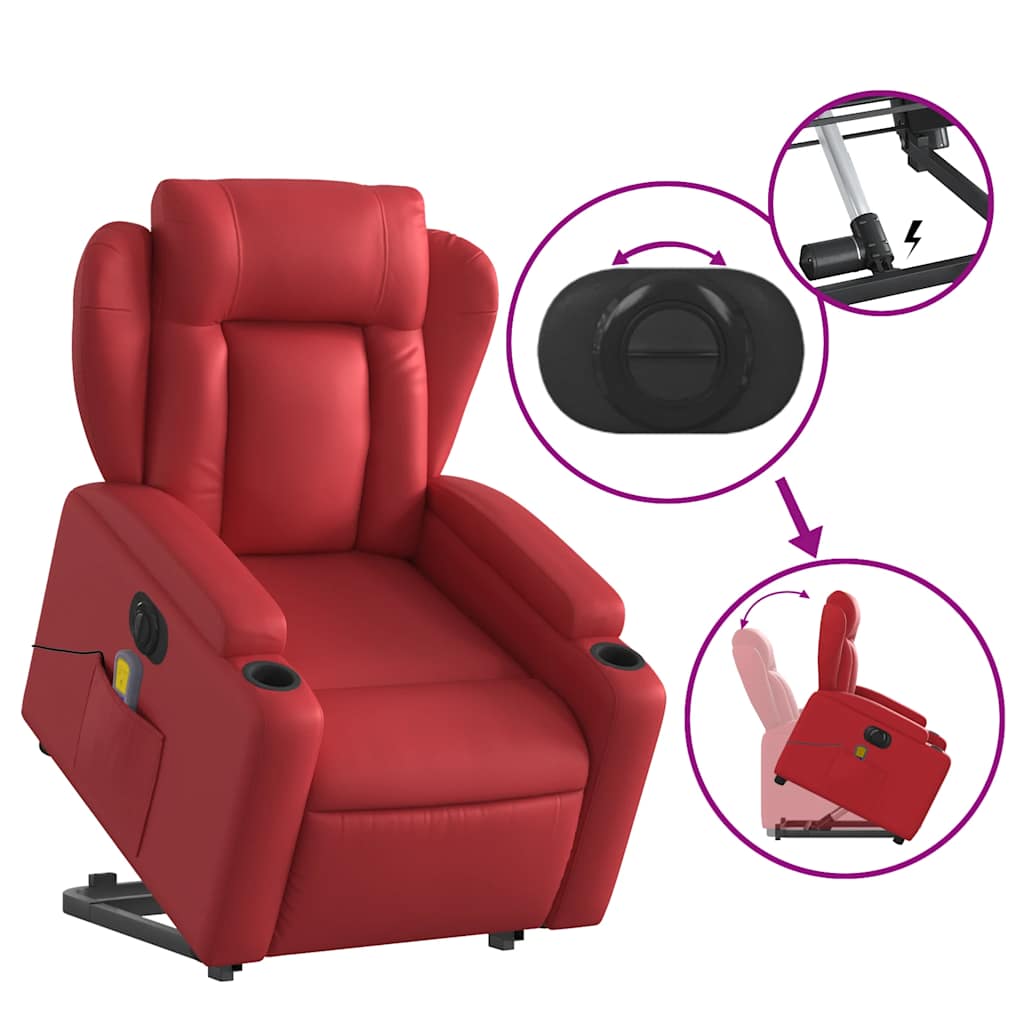 Fauteuil inclinable de massage électrique rouge similicuir - XIOS
