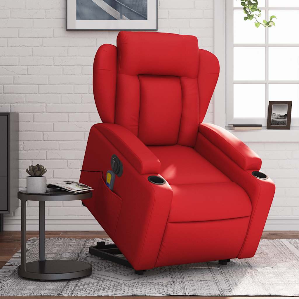 Fauteuil inclinable de massage électrique rouge similicuir - XIOS