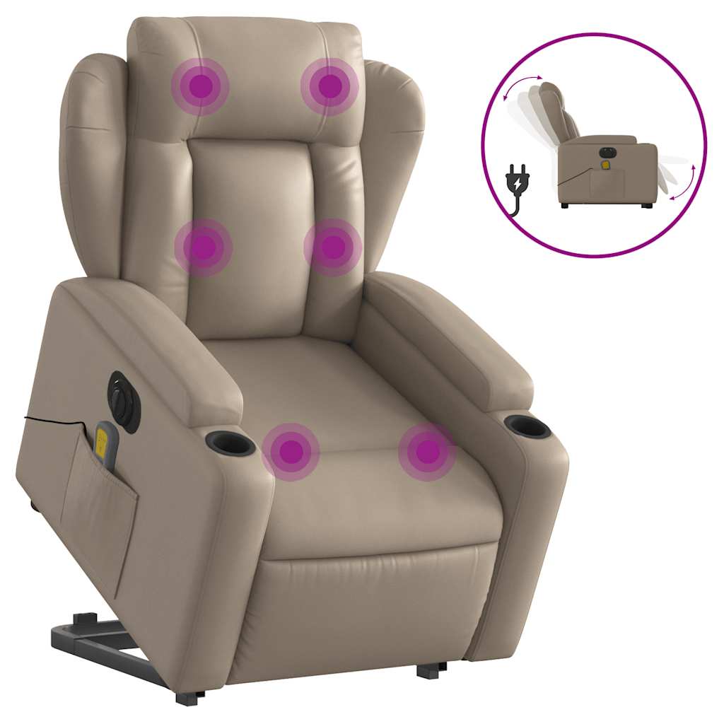 Fauteuil inclinable de massage électrique cappuccino similicuir - XIOS