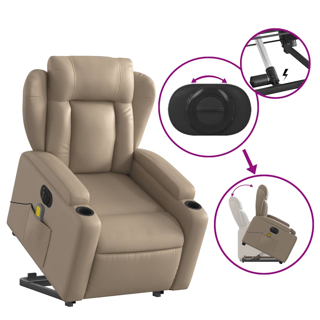 Fauteuil inclinable de massage électrique cappuccino similicuir - XIOS